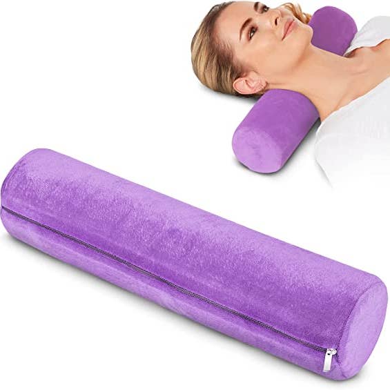 Round Cervical Roll Cylinder Bolster Pillow, Purple for wholesale by AllSett Health
