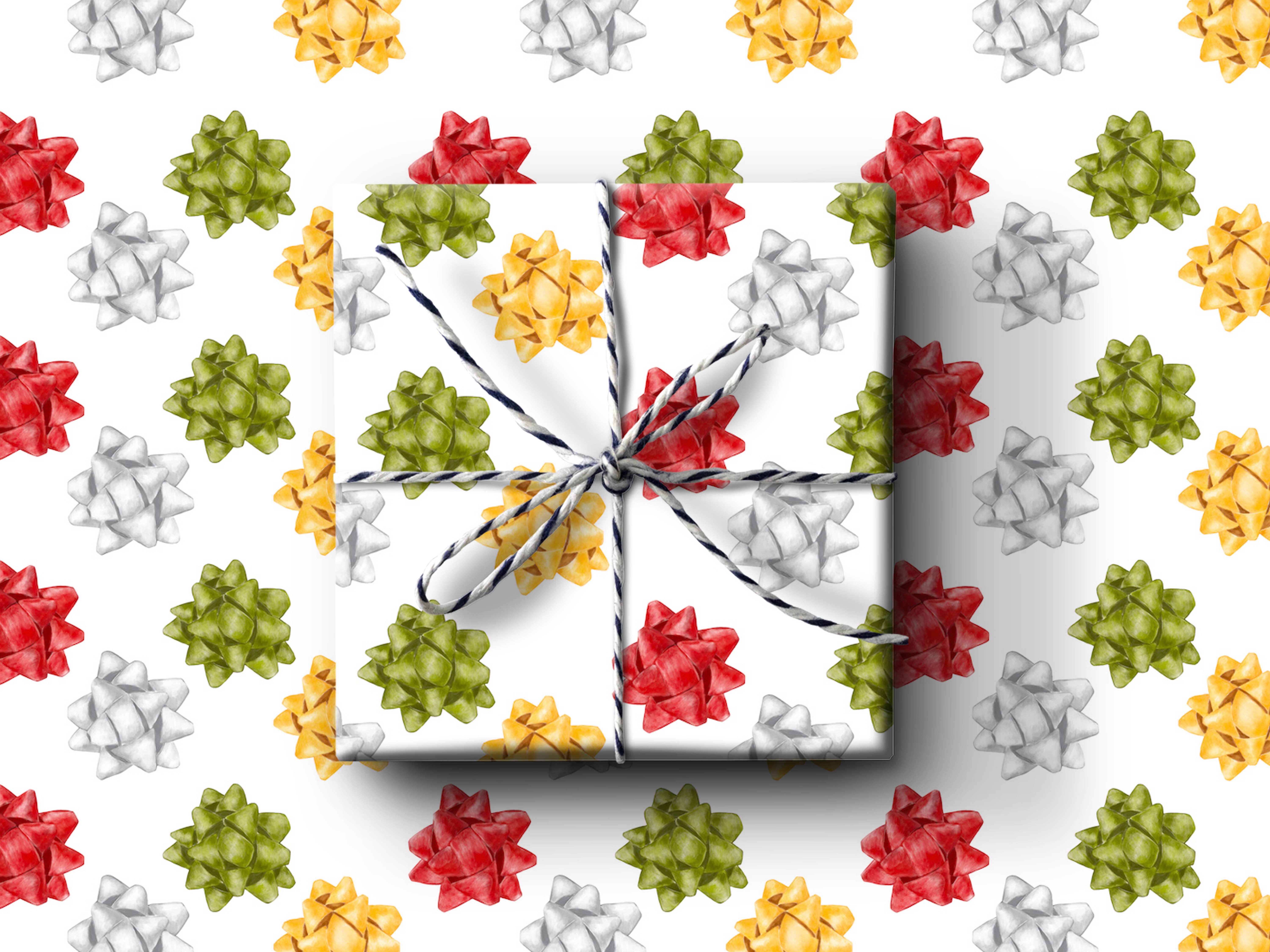k.Patricia Designs - Wholesale Wrapping Paper Roll - Christmas Bows Wrapping Paper0