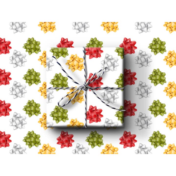 k.Patricia Designs - Wholesale Wrapping Paper Roll - Christmas Bows Wrapping Paper