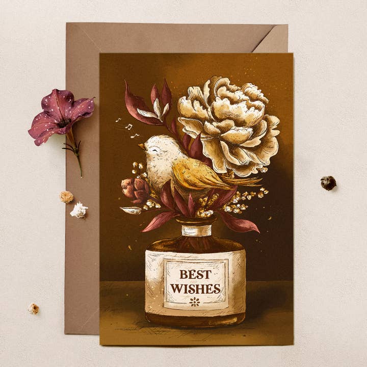 Bird In a Vase Postcard for wholesale by So Quiet