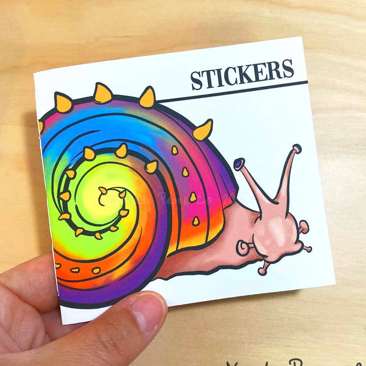 Psychedelic Snail Reusable Sticker Notebook for wholesale by NERDY PAPER CO.