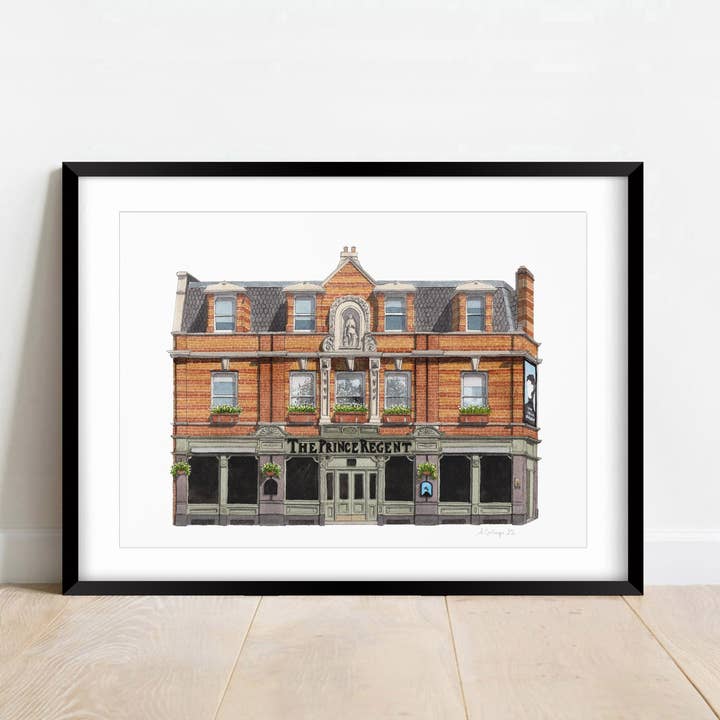 Herne Hill - The Prince Regent Pub - Giclée Print (unframed) for wholesale by Ana Gallego Illustrations