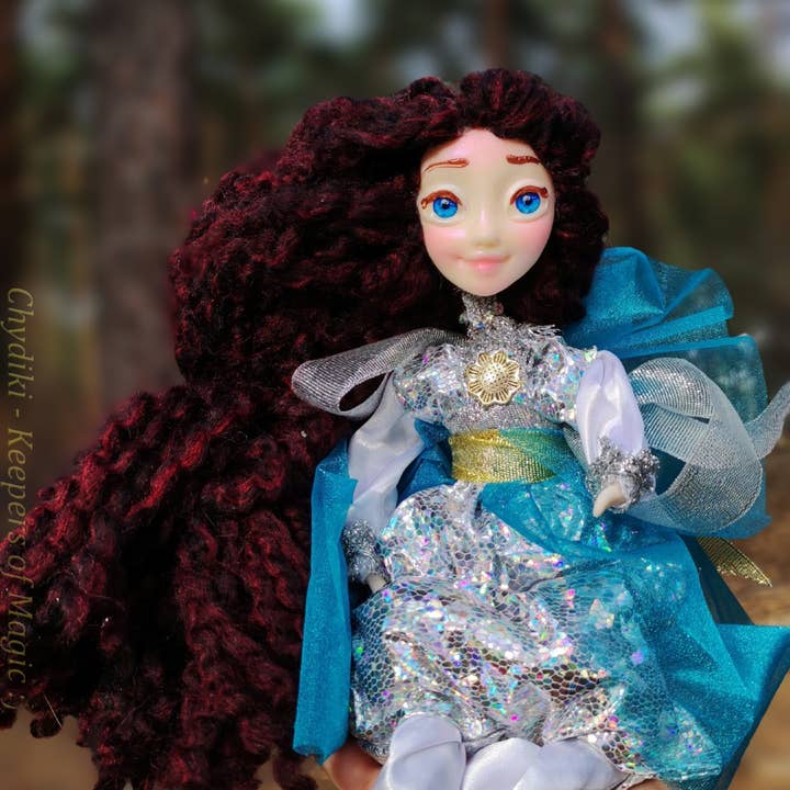 Doll with big eyes and long hair. Artist Collectible toys. for wholesale by FairyArtDolls