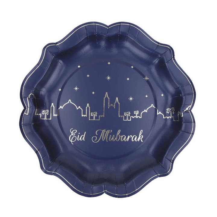EID MUBARAK GOLD PLATES 21CM X 8 for wholesale by Tim&Puce Factory