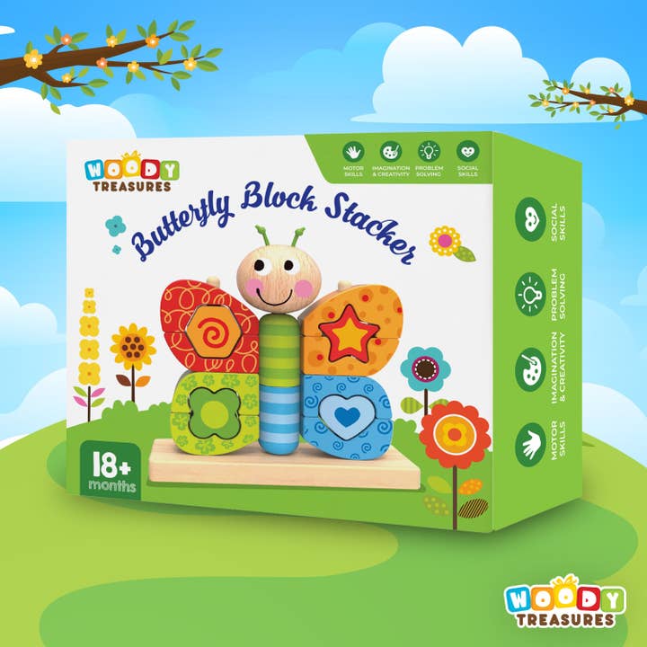 Woody Treasures - Wholesale Wood Toy - Kids - Butterfly Wooden Toy for Toddlers