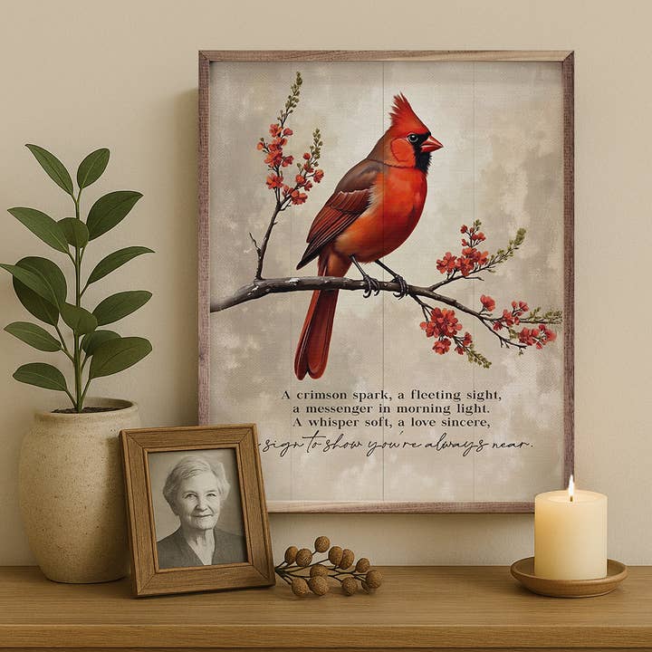 Kendrick Home - Wholesale Wood Wall Art - A Sign You're Always Near Cardinal2