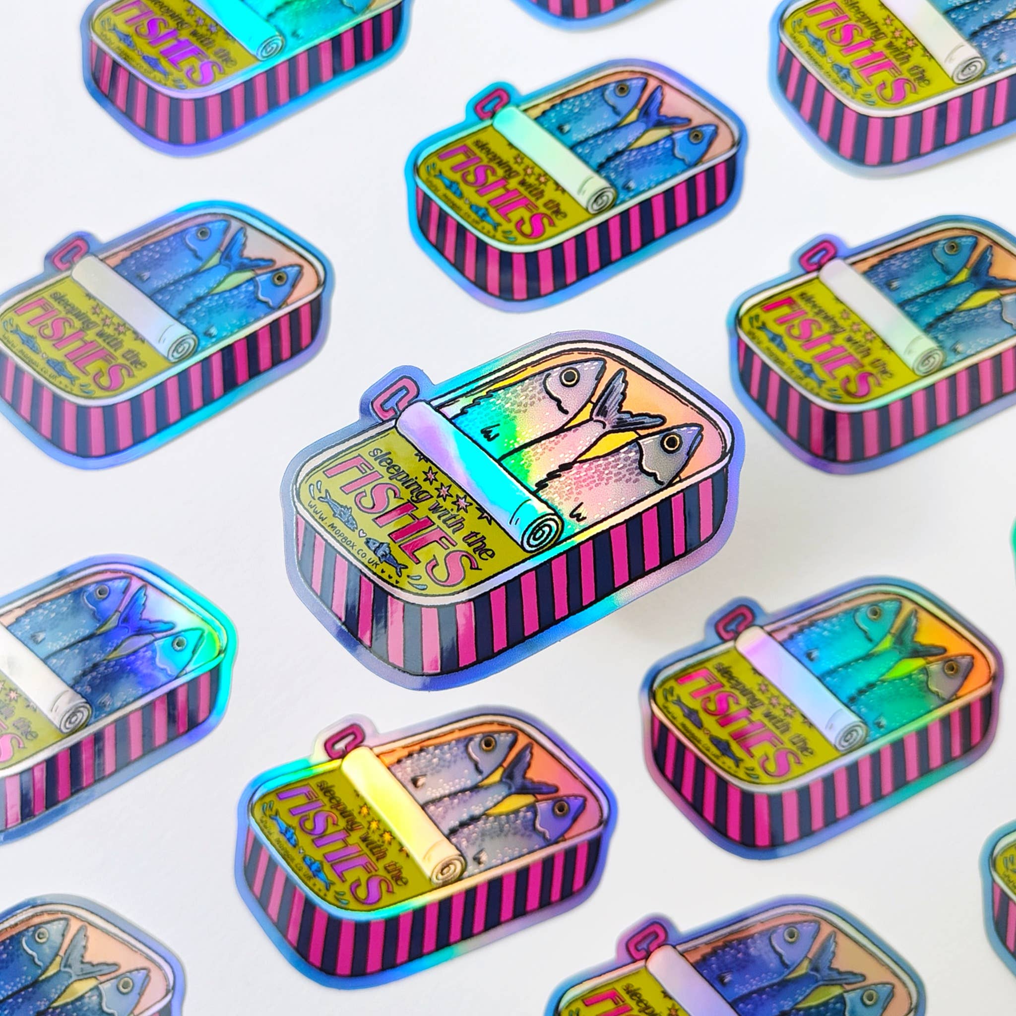 Mimo - Wholesale Sticker - Sardines in a Tin Retro Fish- Vinyl Sticker  (Holographic)1