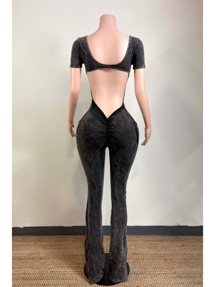 Dalia Studio - Wholesale Jumpsuit - Women's - MINERAL WASH OPEN BACK FLARE JUMPSUIT10