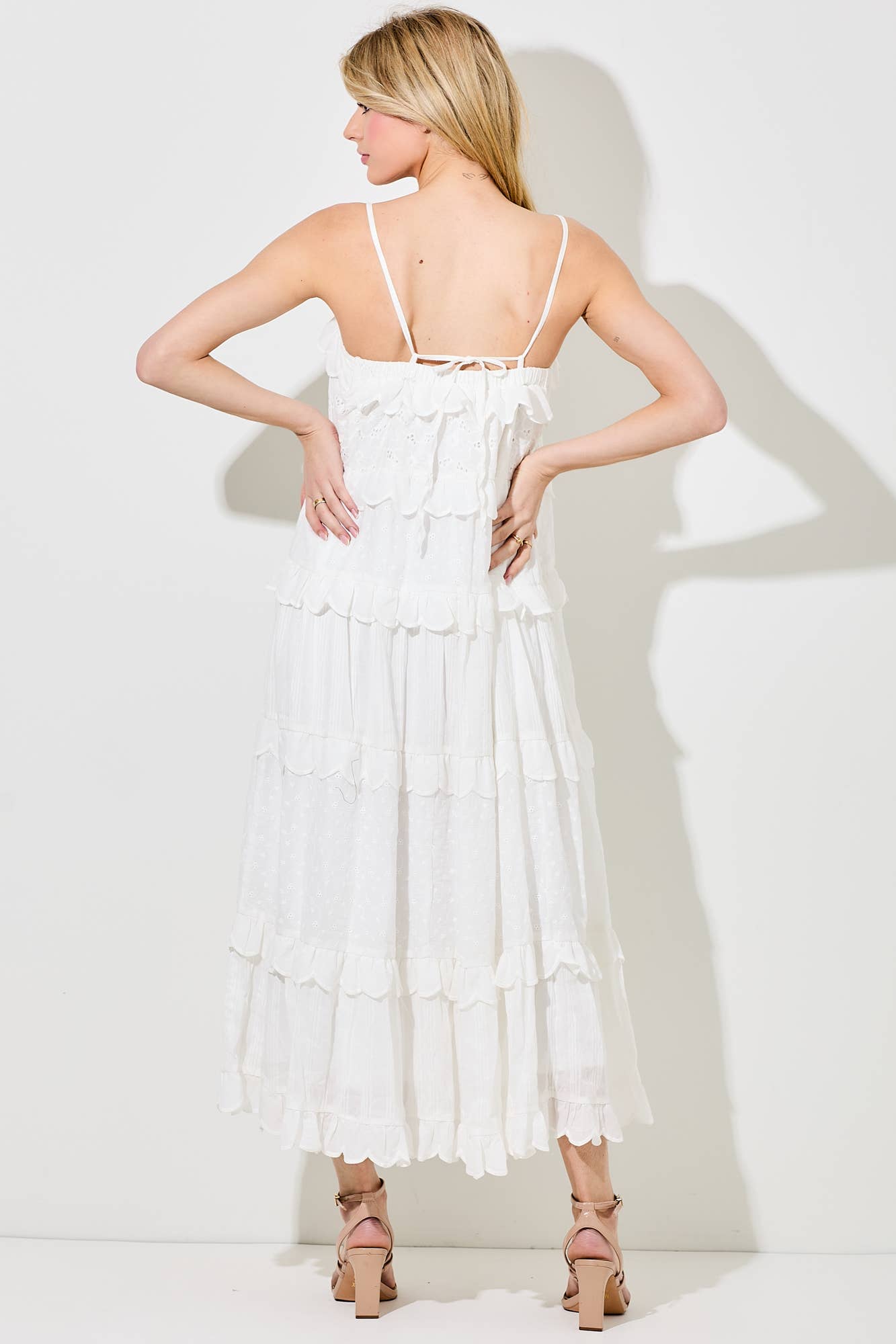 Baevely by Wellmade USA - Wholesale Dress - Women's - EYELET SPAGHETTI STRAP MAXI DRESS2