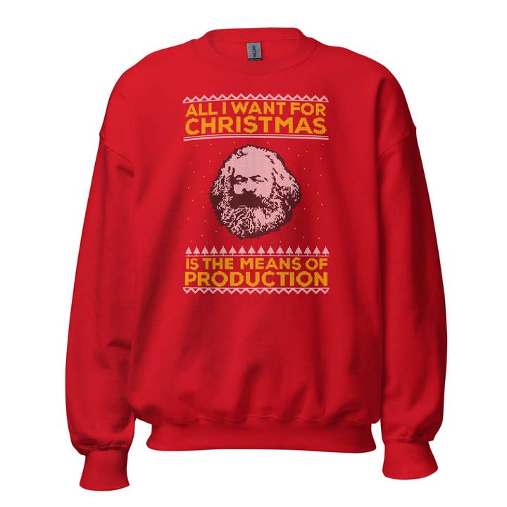 Marx - Tudo o Que Eu Quero Pelo Natal São os Meios de Produção - Sweatshirt por atacado de The Philosopher's Shirt
