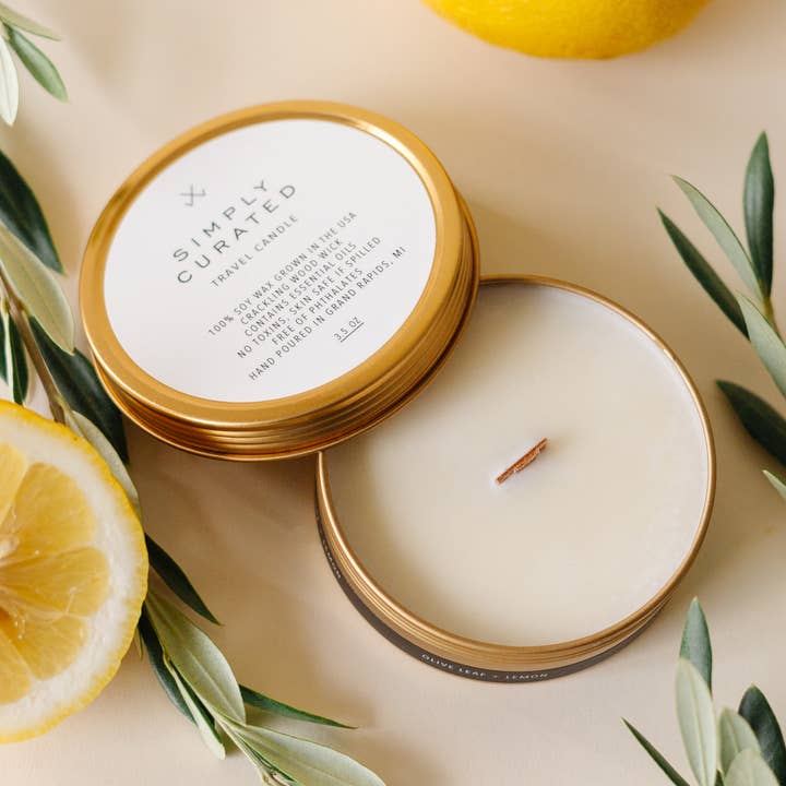 Simply Curated – Großhandel Reisekerzen – Olivenblatt + Zitrone - Soja-Reise-Kerzen0