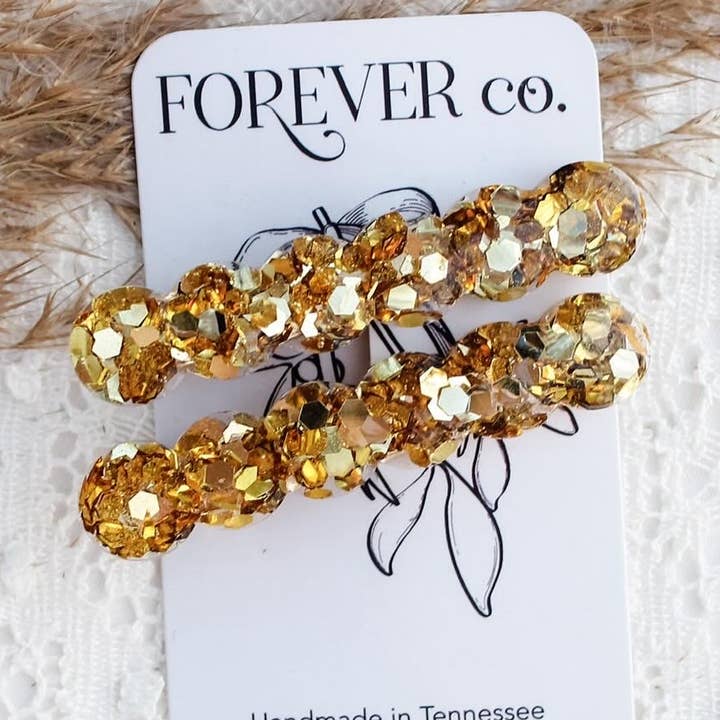 Fermagli per capelli a conchiglia jumbo: glitter dorato per la vendita all'ingrosso da parte di Forever Company