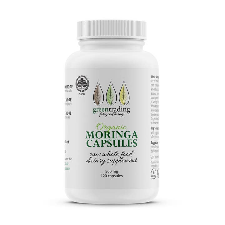 Organic Moringa Capsules 500mg for wholesale by Green Trading