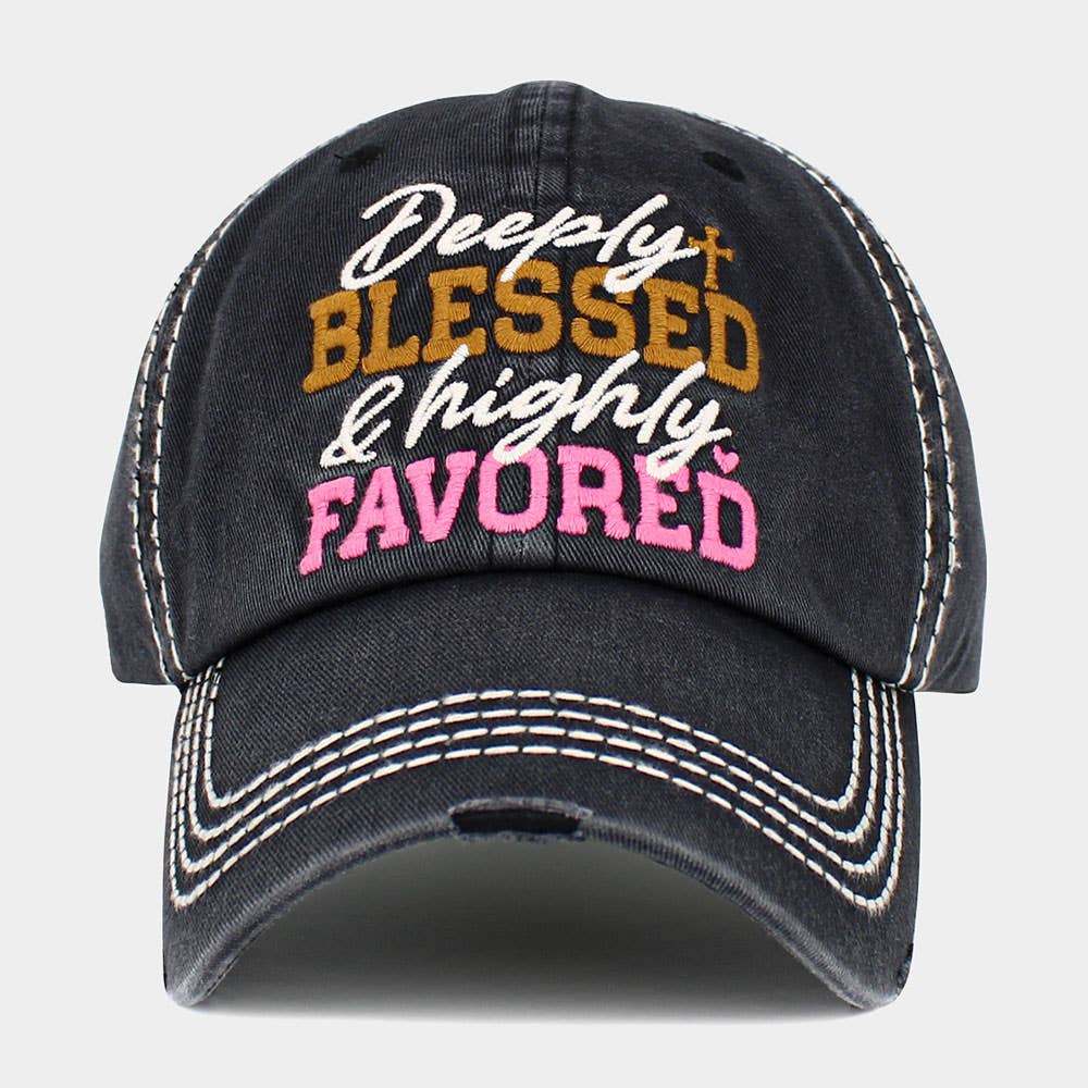 Sensibling Corp. - Wholesale Baseball Cap - Women's - Deeply Blessed and highly Favored Message Vintage Baseball Cap1