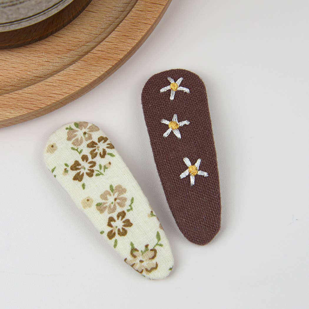 TheDivaSoap - Wholesale Hair Clip - Kids - Embroidered Floral Snap Hair Clips Set5