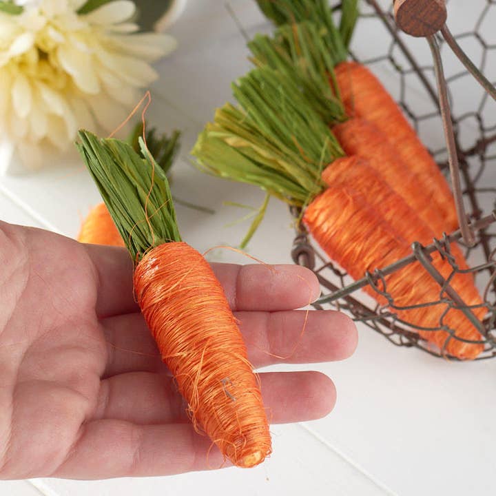 Factory Direct Craft - Wholesale Decorative Tabletop Object - Raffia Wrapped Faux Carrots (Bag of 6) -Select Size
