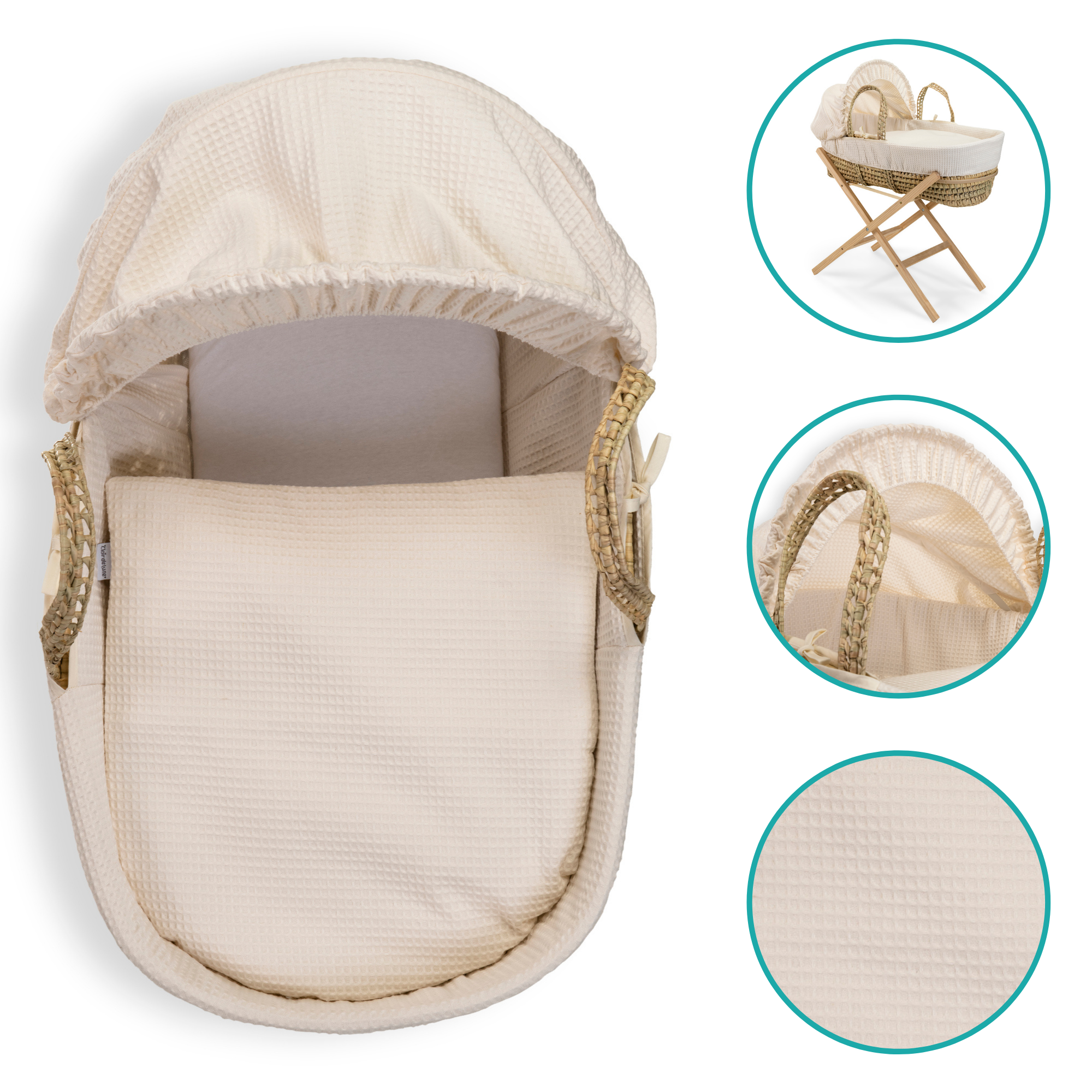Clair De Lune - Wholesale Bassinet - Baby - Waffle Palm Moses Basket5