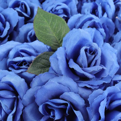 Larksilk - Wholesale Artificial Flowers - Royal Blue Silk Rose Picks | 50 Pack - 8In X 3In.