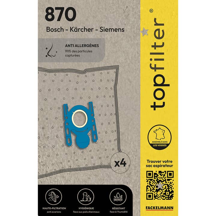Zenker – wholesale Vacuum cleaner – Set of 4 vacuum cleaner bags for Bosch and Siemens TopFilter Premium