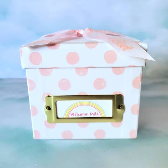 Polka Dots Baby Girl Shower Gift Box - Box ONLY Set of 6 for wholesale by Dakota And Duke