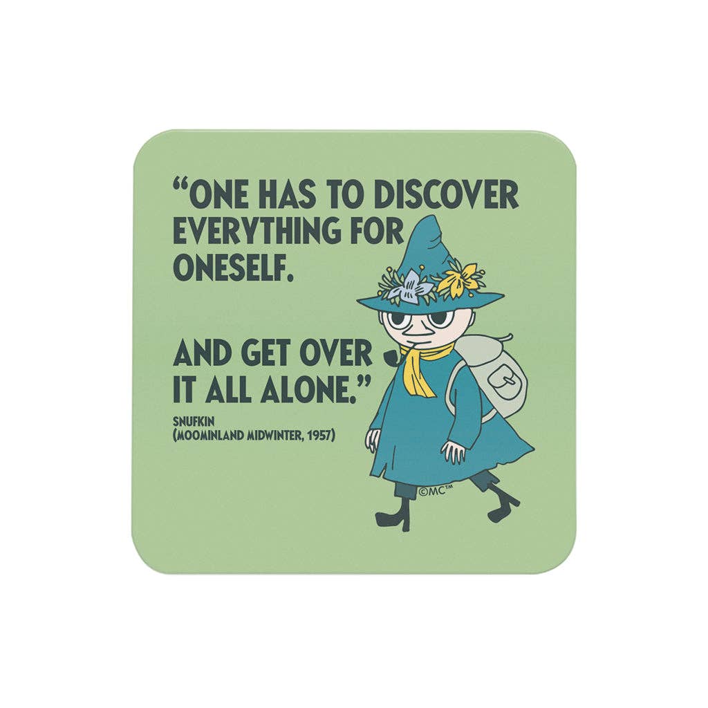 Moomin US Official - Wholesale Coasters - Moomin Discover Moominland Midwinter Snufkin Quote Wooden Single Coaster1