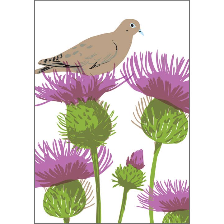 RBI-63 Duva och tistlar Konsttryck: Fågel- och vilda trädgårdsblommor för wholesale av Rigel Paper