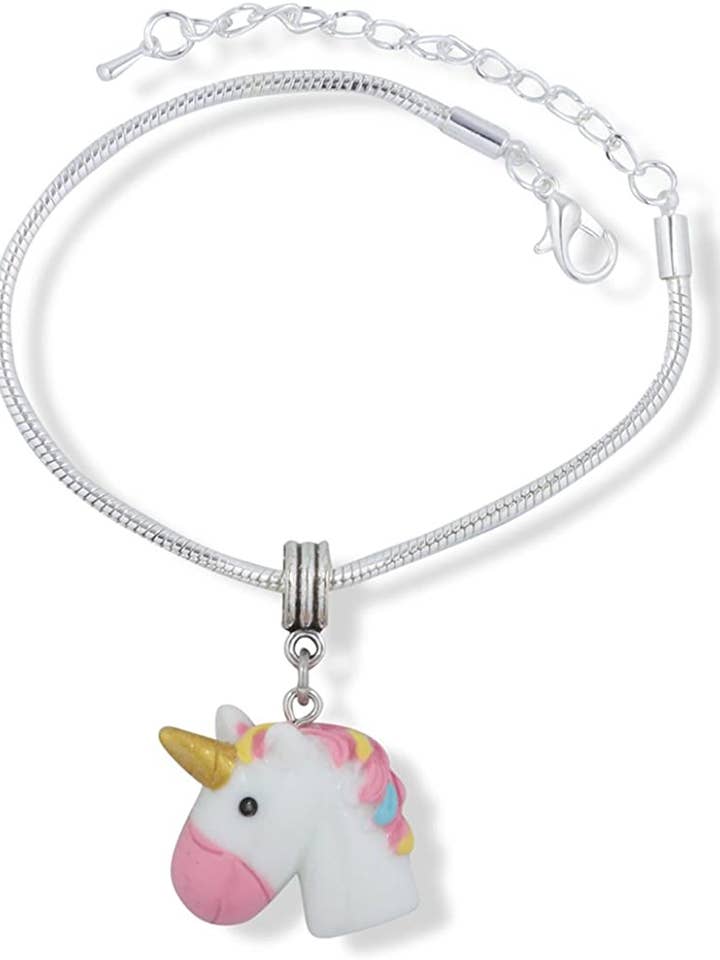 Unicorn Bracelet Jewelry Charm Stuff Unicorn Gifts for Girls Women Men Boys Silver Plated Snake Chain Accessories and Gift for Anyone for wholesale by Dave The Bunny