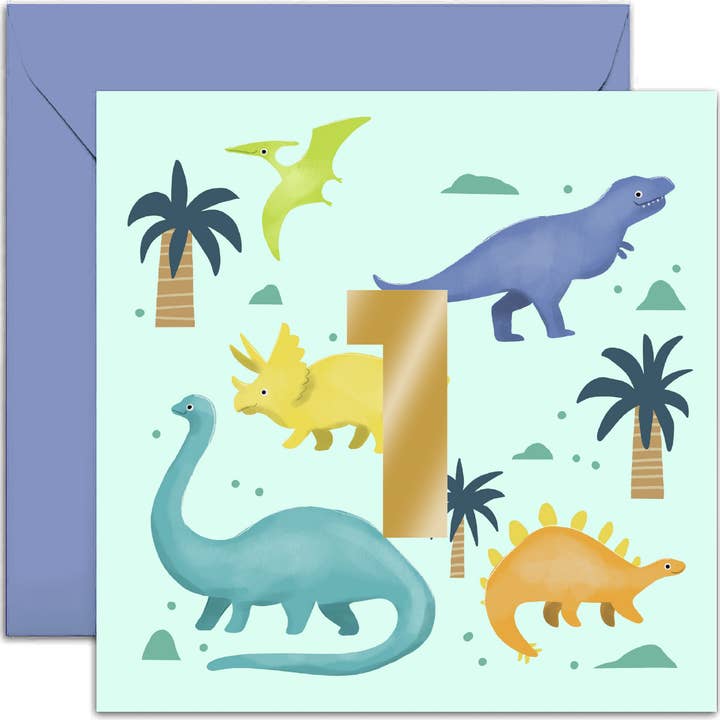 Birthday Ages Blue Dino Card - Dinosauruskaart - Kinderkaart voor wholesale door Old English Company