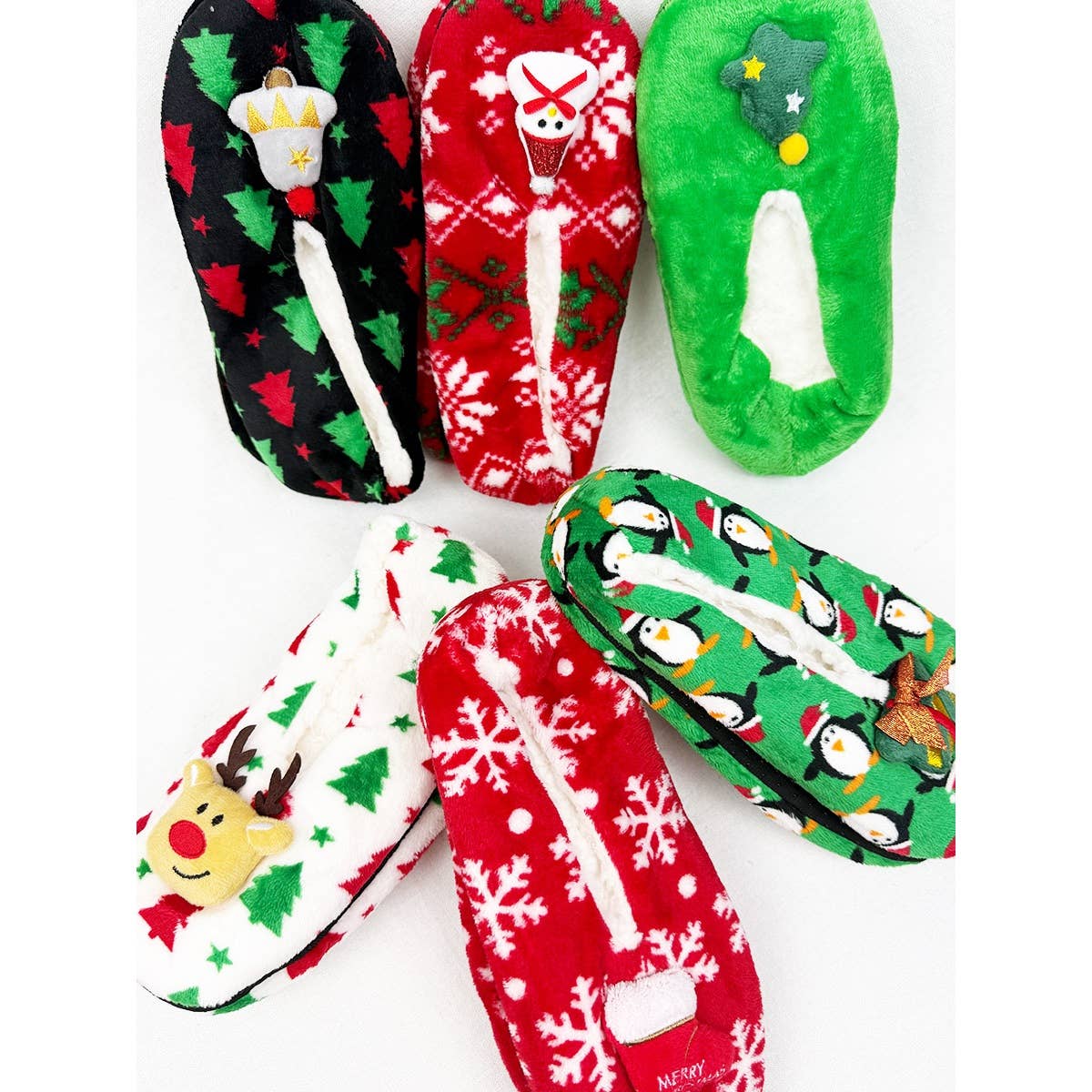 MIX COLOR Christmas Design Fuzzy Slippers for wholesale on Faire3