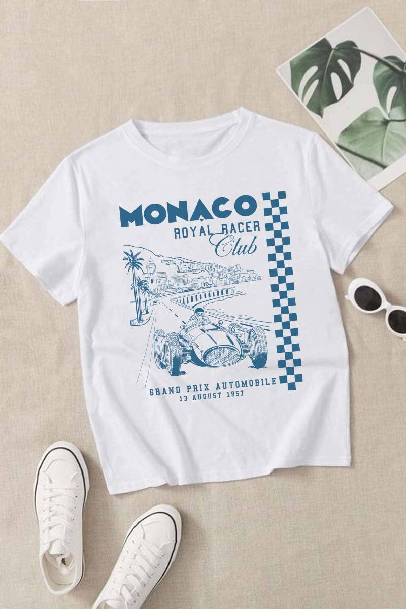 HARANG - Wholesale Screen Printed T-Shirt - Women's - M9264 - MONACO graphic tee