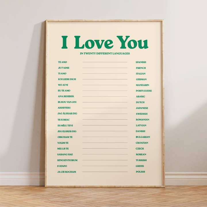 I Love You Retro Print for wholesale by Lune Club