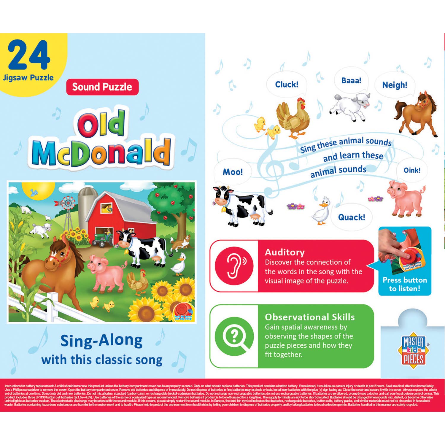 Masterpieces Puzzles - Wholesale Puzzle - Kids - Old McDonald - 24 Piece Musical Floor Puzzle2