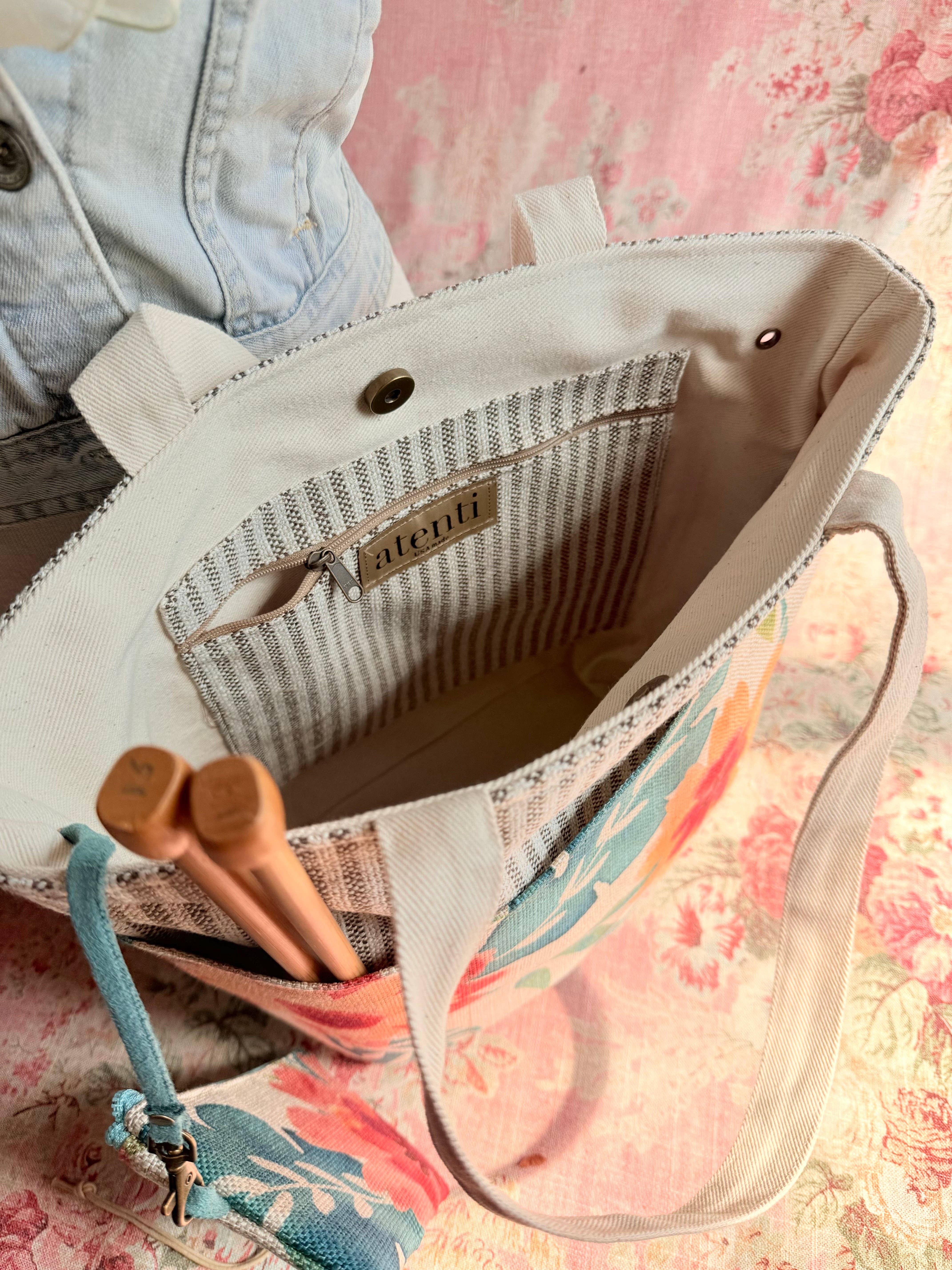 Atenti – wholesale Tote bag – Women's – The Fiore Project Tote-Reg, Needle Arts/Craft Carryall, USA Handmade4