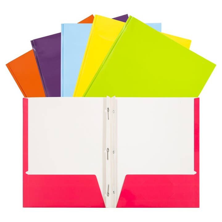 JAM 2 Pocket Glossy Folders, Clasps, Ast. Fashion, 6/PK for wholesale by JAM PAPER