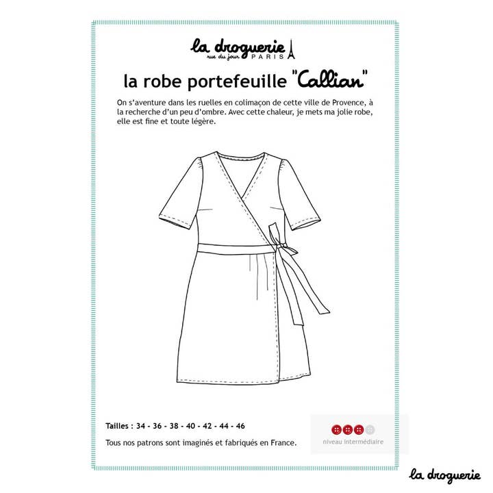 "Callian" wrap dress sewing pattern for wholesale by LA DROGUERIE