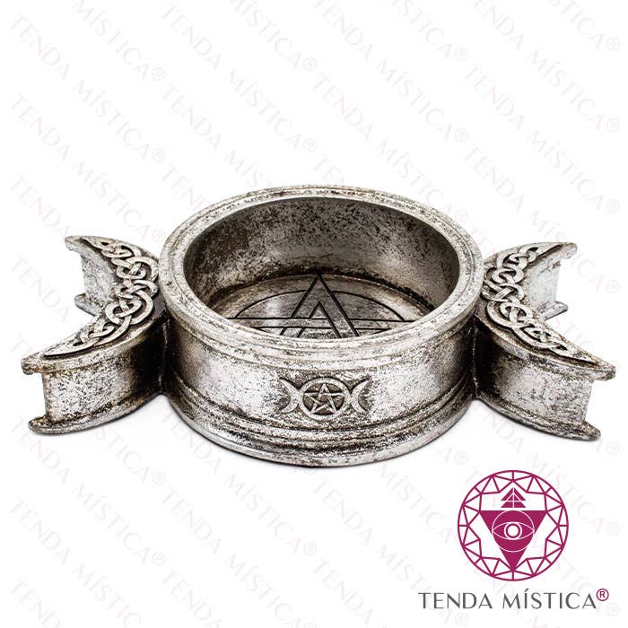 Tenda Mística – Engroshandel Lyseholder – Triluna Wicca lysestage med pentagram i glasset til stort lys