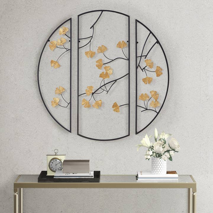Olliix - Wholesale Wall Accent - Golden Ginkgo Leaves Metal Wall Decor1