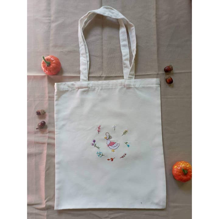Bolso bordado a mano con ganso y flores, Bolso bordado a mano para venta al por mayor de EmbroideryNTA