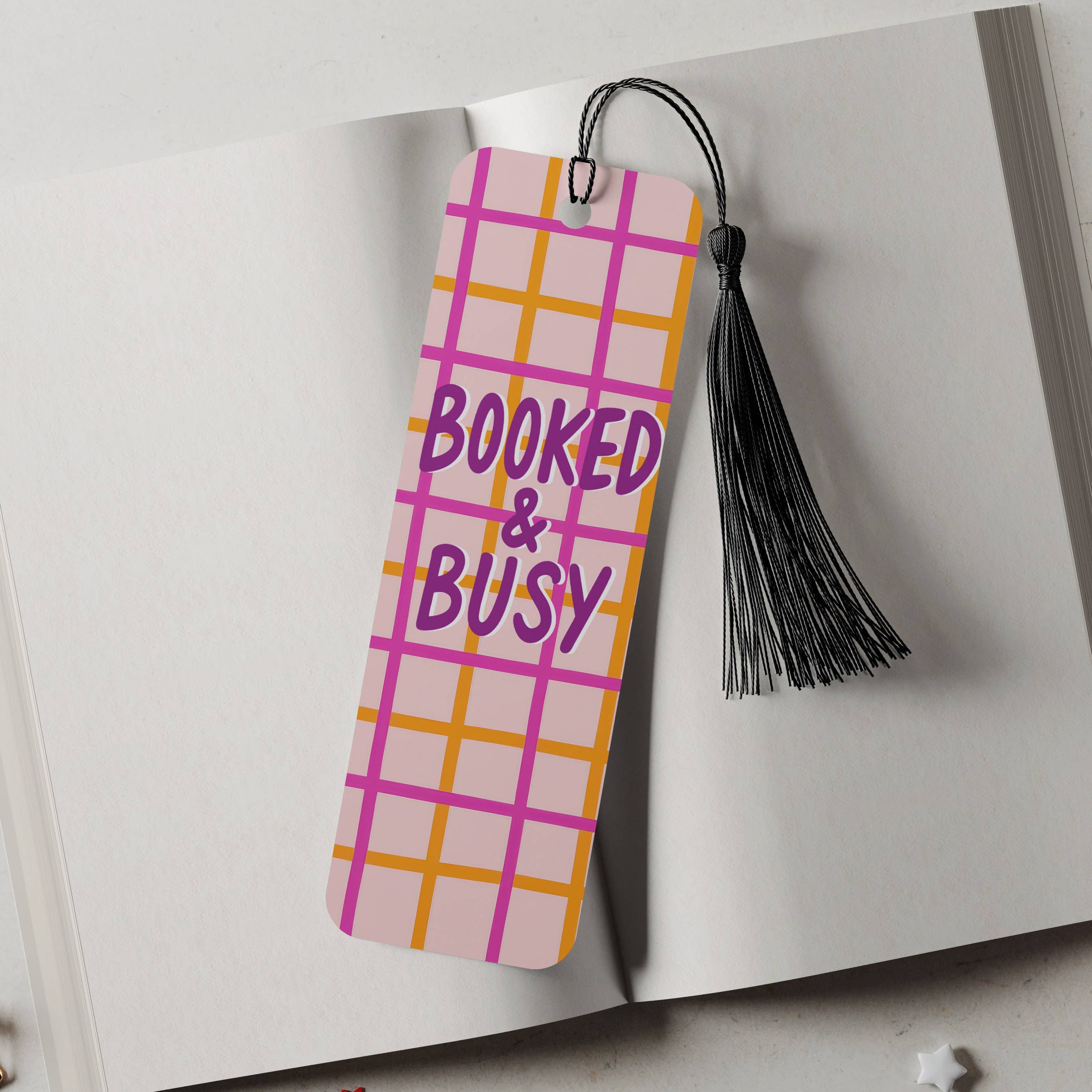 DaisyChainDesignCo - Wholesale Bookmark - Booked and Busy Aluminum Metal Bookmark 0