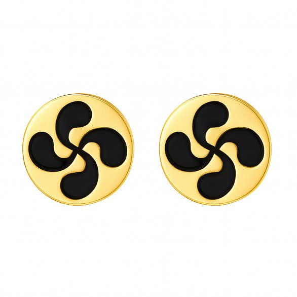 Pendientes de Botón Lauburu Chapados en Oro de 18k y Esmalte para venta al por mayor de TALISMAN JEWELLERY (D&Fidanverdi, S.L.)