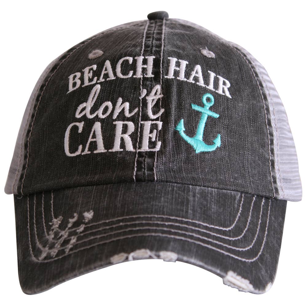 Katydid - Wholesale Trucker Hat - Women's - Beach Hair Don't Care with Anchor Design Trucker Hat2