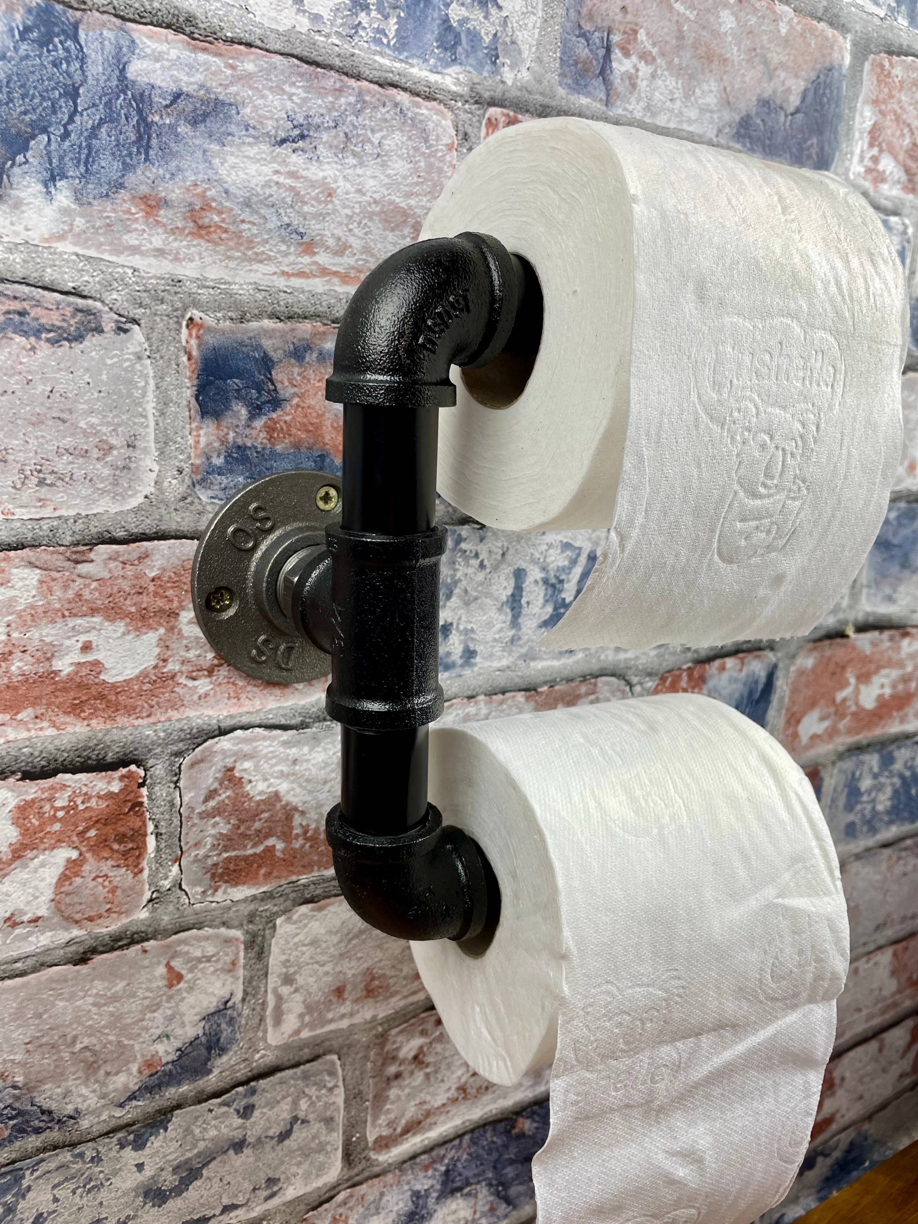 Fandomonium – Großhandel Toilettenpapierhalter – Industrieller Stil Rohrleitung Stahl Doppel Toilettenpapierhalter3