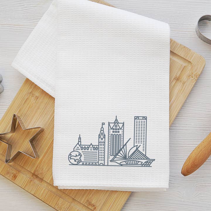 Milwaukee Wisconsin Waffle Weave Kitchen Towel Tea Towel for wholesale by Daisy Mae Designs