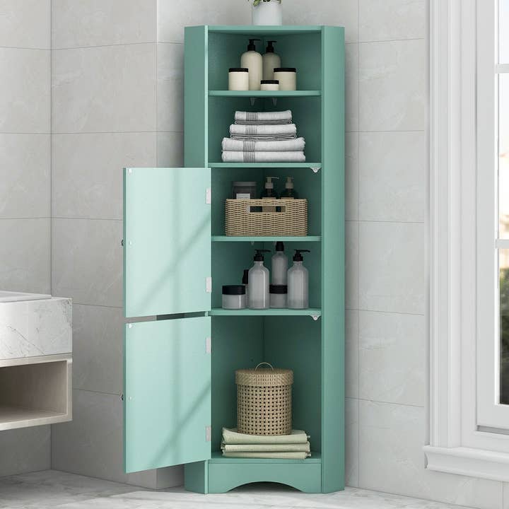 Orange County Decor - Wholesale Cabinet - Tall Bathroom Corner Cabinet, Freestanding Storage Cabinet With Doors And Adjustable Shelves, Mdf Board, Green Green Mdf2