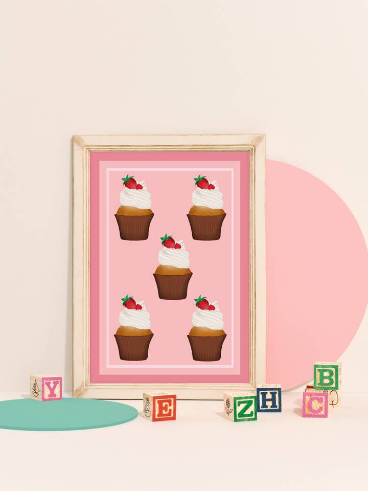 Stampa ‘cupcake rosa’ per la vendita all'ingrosso da parte di Pink and Mint Design
