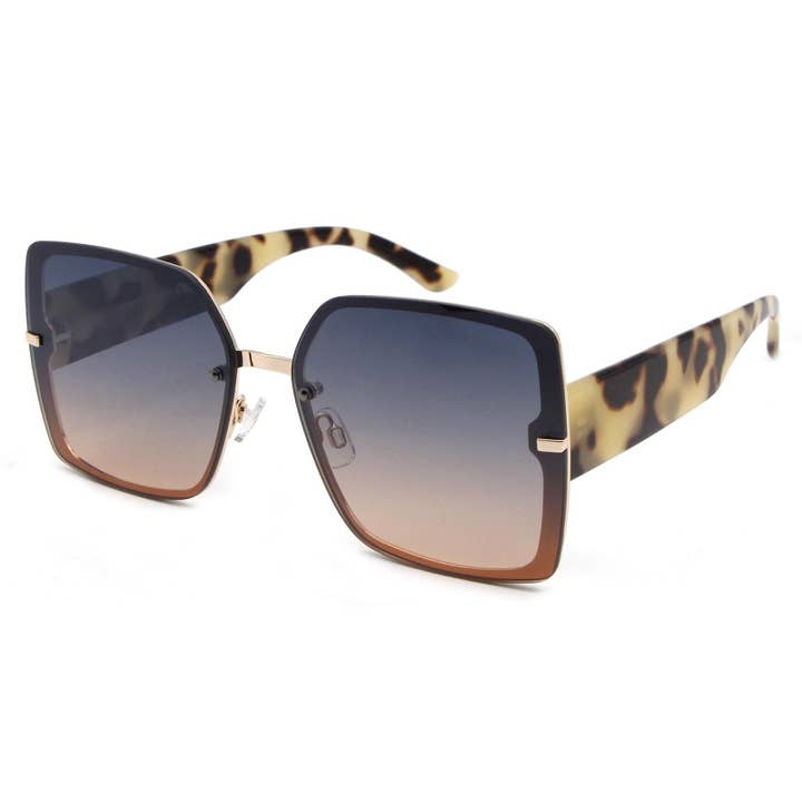 Stora kantlösa fyrkantiga metallsolglasögon för kvinnor för wholesale av Dynasol Eyewear