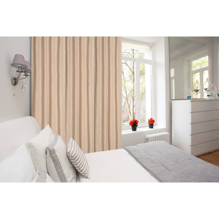 Linen Cotton Tab Top Natural Curtains, 50x108" - Set of 2 for wholesale on Faire8