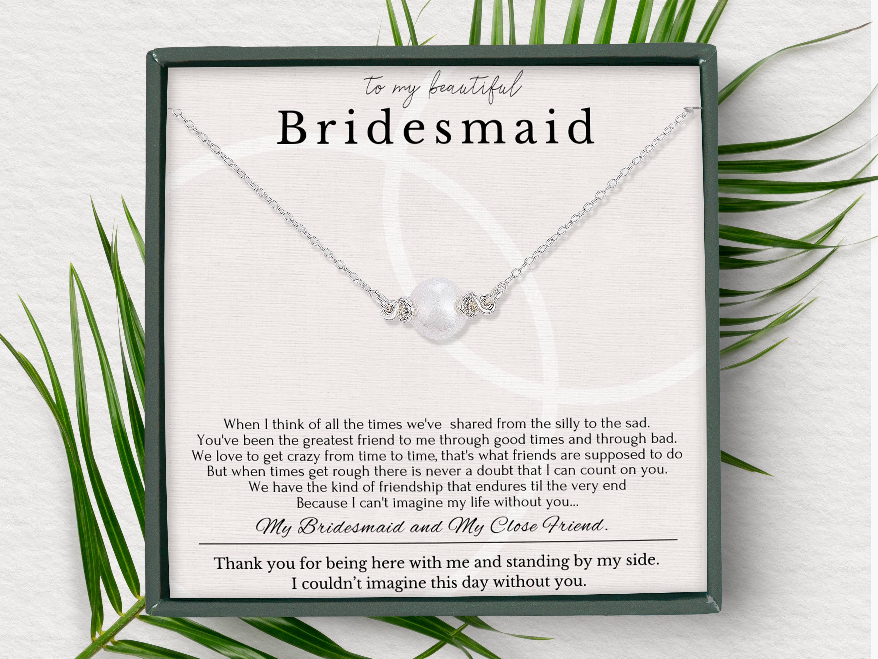 hope love shine - Venta al por mayor Collares con colgantes/abalorios - Regalo para damas de honor del cortejo nupcial de parte de la novia - Collar de perlas0