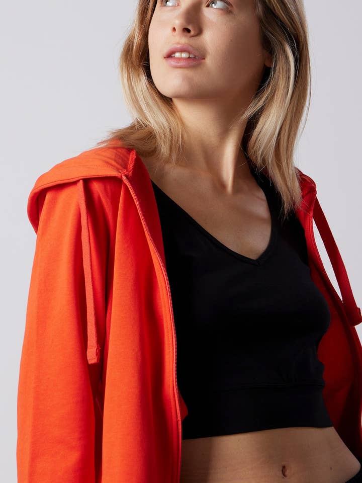 Certified organic cotton hoodie with zip for wholesale by OWN OFF WITH NATURE