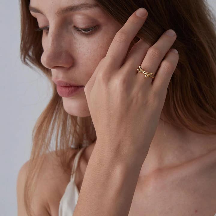 Perimade & Co. LLC - Wholesale Band/Stacked Ring - Dainty Bow Tie Stacking Band Ring in 925 Sterling Silver1